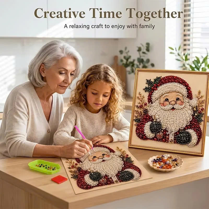 Relaxing diamond painting craft activity with family and friends
