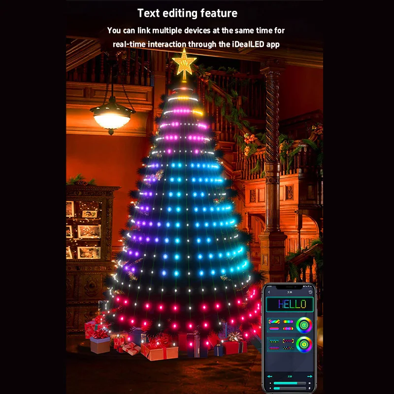 PixelPine lights on a Christmas tree