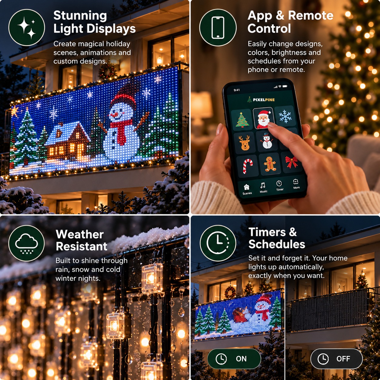 PixelPine Curtain app control and timer